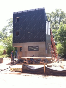 steel panels completed across the rear of the house